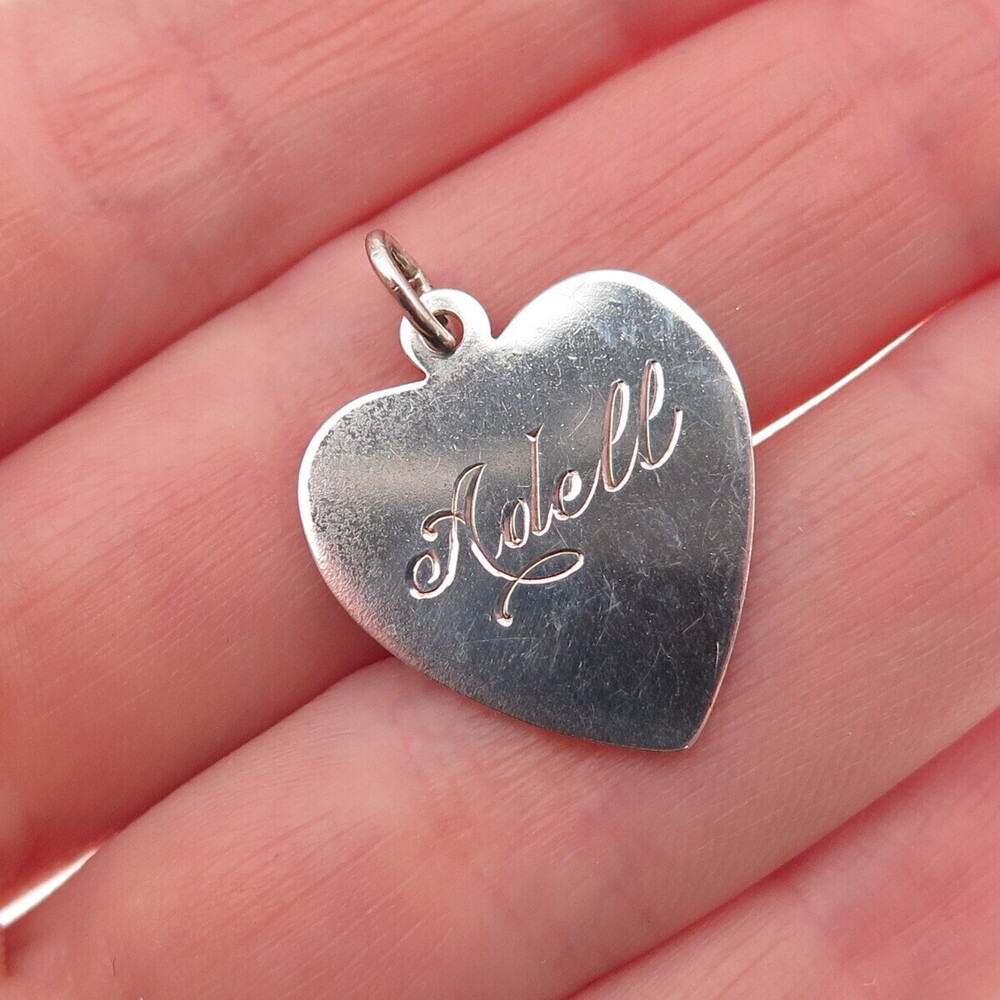 Danecraft 925 Sterling Silver Vintage Engraved Adell Heart Mini Charm Pendant